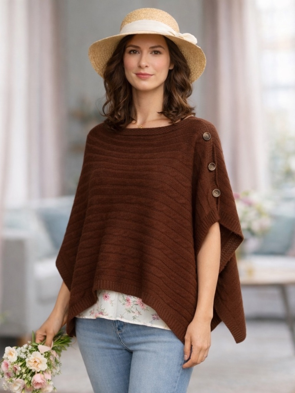 Vince Cashmere Poncho Sweater
Brown | 100% Cashmere Cape |One Size